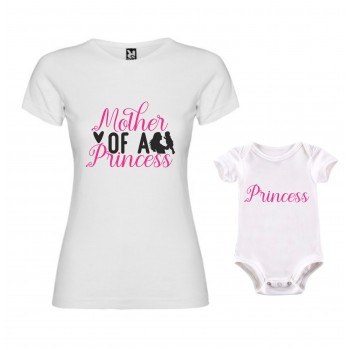 Set tricou personalizat Mom of a princess + body princess