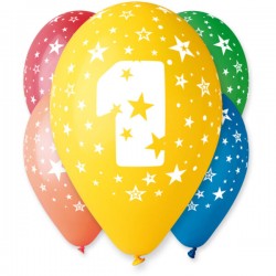 Set 5 baloane colorate cu cifra 1