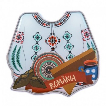 Magnet de frigider Ie din metal, suvenir Romania, 6 x 5 cm