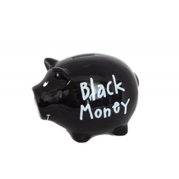 Pusculita din ceramica in forma de porcusor "Black Money"