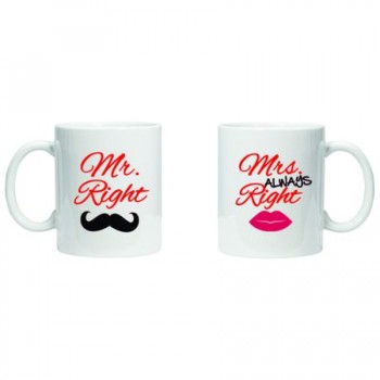 Set de 2 cani "Mr Right / Mrs Always Right"