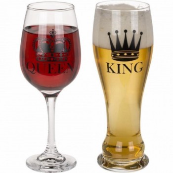 Set de pahare cuplu King & Queen, 600 & 430 ml