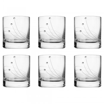 Set de 6 pahare whiskey cu cristale