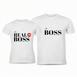 Set tricouri cuplu personalizate "The Boss + The real Boss"