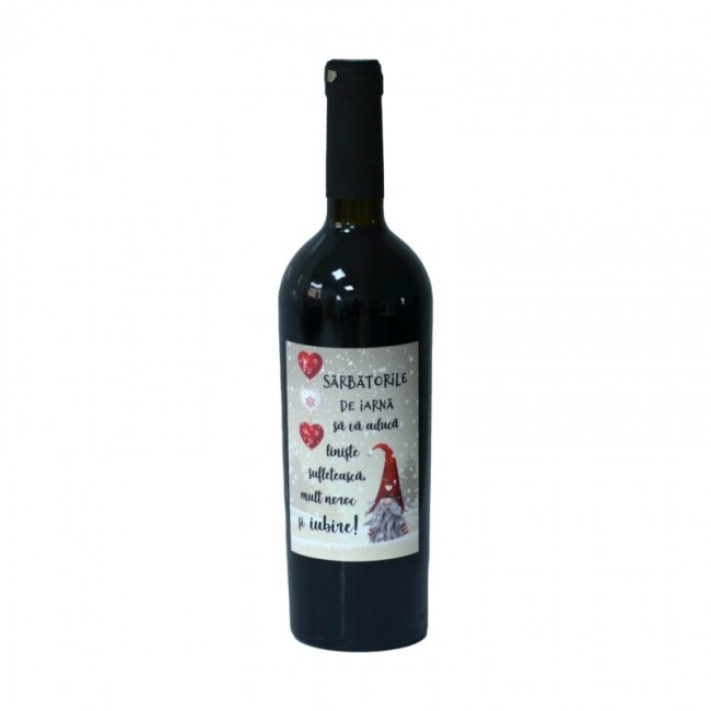 Sticla de vin cu mesaj "Sarbatori fericite", 0.75 ml
